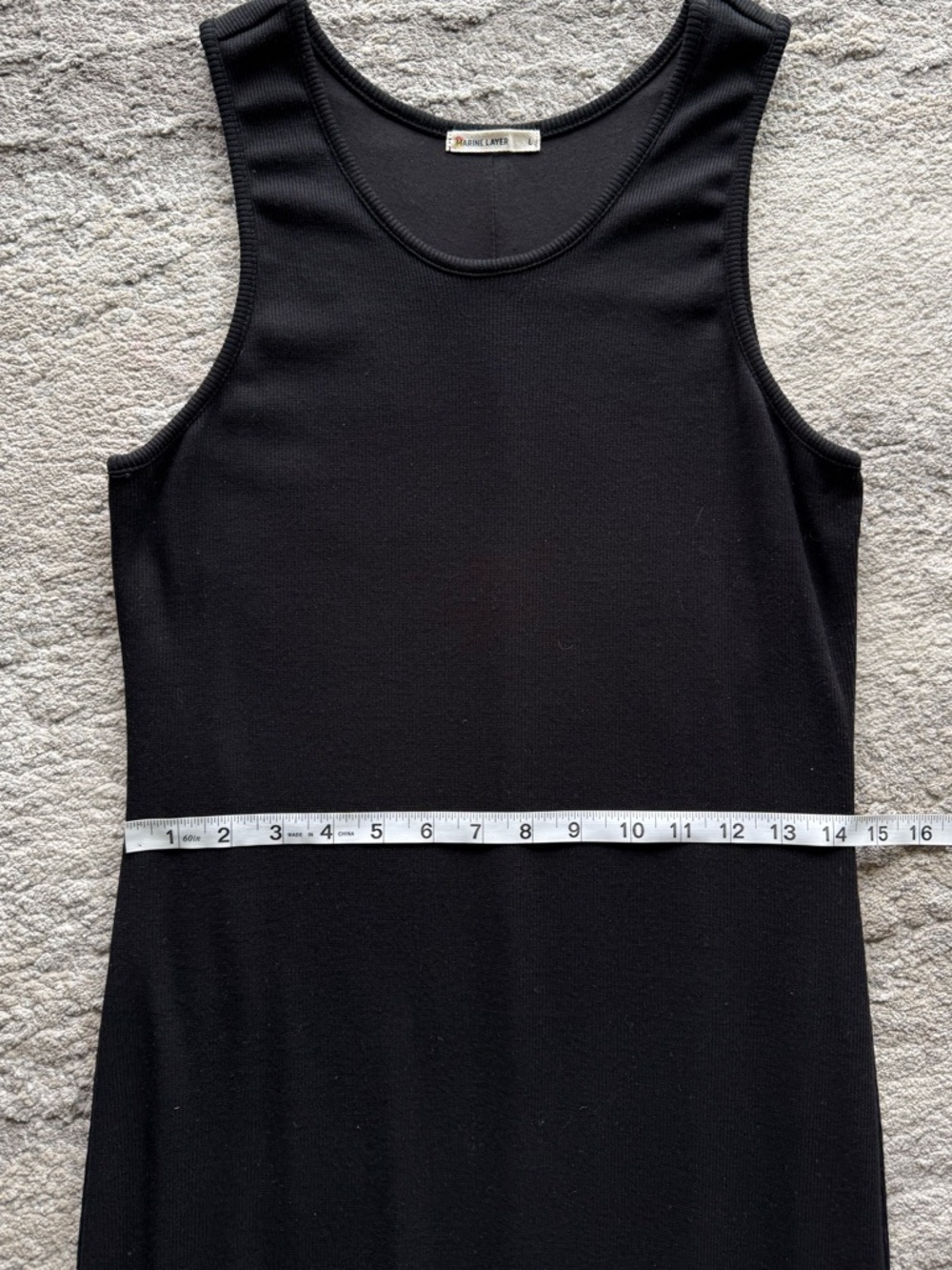 Marine Layer Lexi Daytime Black Ribbed Midi Dress | L - Picture 7 of 10